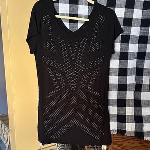 Rock & Republic Black Geometric Studded Tee